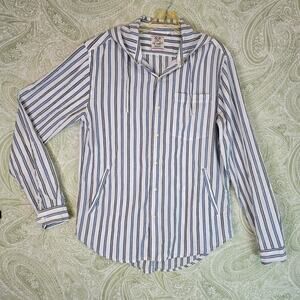 Burkman Bros. Striped button up Hoodie Shirt Mens XL Cotton